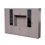 Wall cabinet with TV space, cabinets and display cabinets 320 × 220 cm sepia – LIVIO