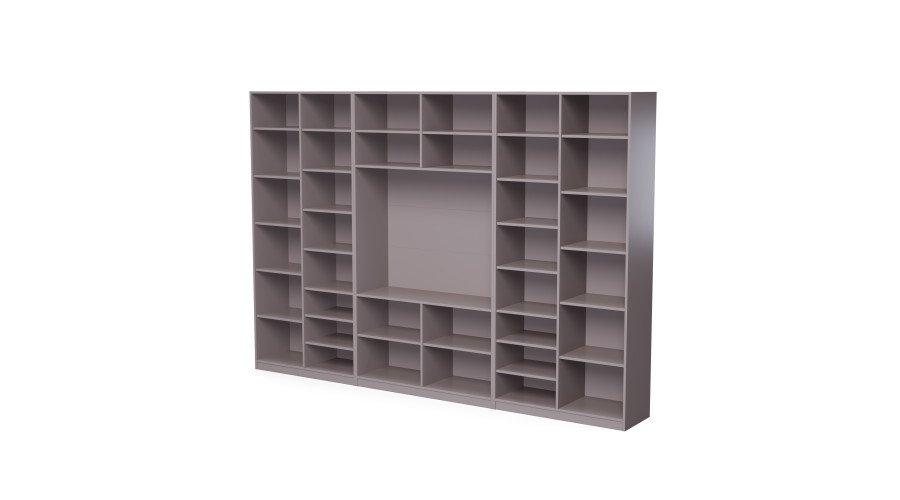 Wall cabinet with TV space, cabinets and display cabinets 320 × 220 cm sepia – LIVIO - Image 3