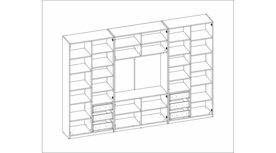 Wall cabinet with TV space, cabinets and display cabinets 320 × 220 cm sepia – LIVIO - Image 7