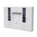 Wall cabinet with space for TV, cabinets and display cases 303 × 240 cm "Snow White" – LIVIO