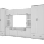 Wall cabinet with extensions, large cabinets and space for a TV 370 × 210 cm, Biel – TAIGA