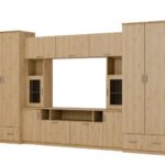 Wall cabinet with extensions, large cabinets and space for a TV 370 × 210 cm, Dąb Dziki – TAIGA