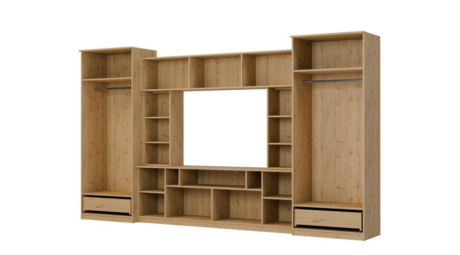 Wall cabinet with extensions, large cabinets and space for a TV 370 × 210 cm, Dąb Dziki – TAIGA - Image 3