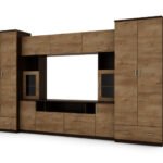 Wall cabinet with extensions, large cabinets and space for TV 370 × 210 cm Sonoma Ciemna / Dąb Lefkas – TAIGA