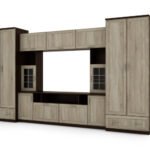 Wall cabinet with extensions, large cabinets and space for TV 370 × 210 cm TSonoma Ciemna / Sonoma Jasna – TAIGA