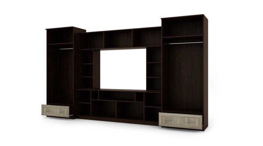 Wall cabinet with extensions, large cabinets and space for TV 370 × 210 cm TSonoma Ciemna / Sonoma Jasna – TAIGA - Image 4