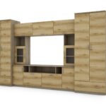 Wall cabinet with extensions, large cabinets and space for TV 370 × 210 cm Sonoma Jasna / Grand Natural Oak – TAIGA