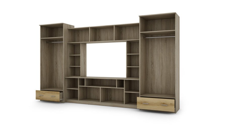 Wall cabinet with extensions, large cabinets and space for TV 370 × 210 cm Sonoma Jasna / Grand Natural Oak – TAIGA - Image 4