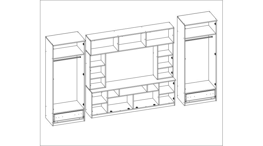 Wall cabinet with extensions, large cabinets and space for TV 370 × 210 cm Sonoma Jasna / Grand Natural Oak – TAIGA - Image 7
