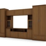 Wall cabinet with extensions, large cabinets and space for a TV 370 × 210 cm Wiśnia Porto – TAIGA