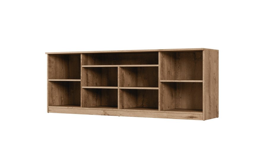 Modern chest of drawers with TipOn system, 200 × 44 cm, Lefkas oak / glossy black - Luna - Image 3