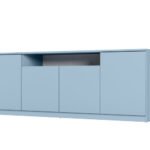 Modern chest of drawers with TipOn system, 200 × 44 cm, chalk blue – Luna