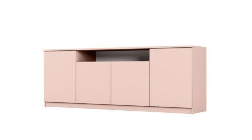 Modern chest of drawers with TipOn system, 200 × 44 cm, pink – Luna