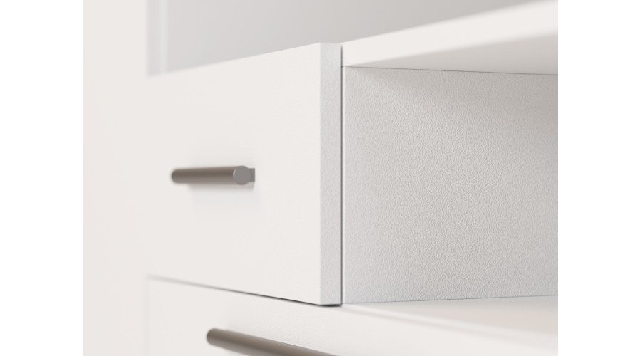Modern wall cabinet with large cabinets, shelves, TV and drawers, 350 × 227 cm, Biel – SCANDI - Image 5