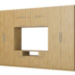 Modern wall cabinet with large cabinets, shelves, TV and drawers, 350 × 227 cm, Carpenter Whisky stain – SCANDI