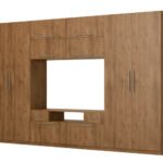 Modern wall cabinet with large cabinets, shelves, TV and drawers, 350 × 227 cm, Dab Lefkas – SCANDI
