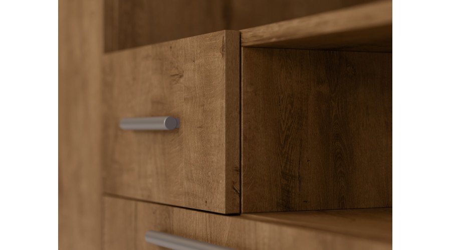 Modern wall cabinet with large cabinets, shelves, TV and drawers, 350 × 227 cm, Dab Lefkas – SCANDI - Image 5