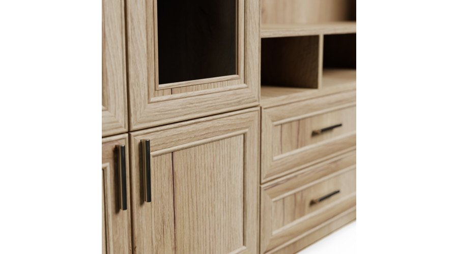 TV cabinet with glass display cabinets 303 × 240 cm, Grand Natural wood – VERO - Image 4