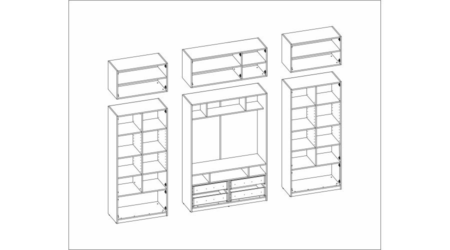 TV cabinet with glass display cabinets 303 × 240 cm, Grand Natural wood – VERO - Image 6