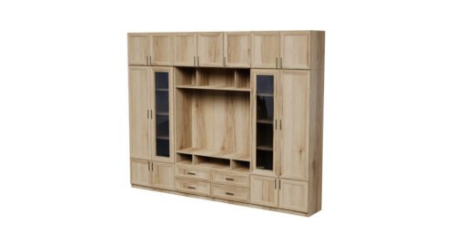 TV cabinet with glass display cabinets 303 × 240 cm, Grand Natural wood – VERO