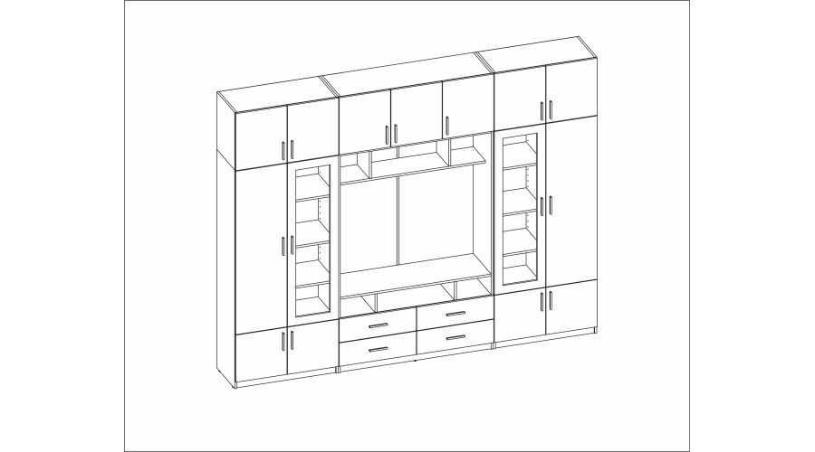 TV cabinet with glass display cabinets 303 × 240 cm, Grand Natural wood – VERO - Image 7