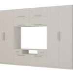 Modern wall cabinet with large cabinets, shelves, TV and drawers 350 × 227 cm, Anderson pine – SCANDI