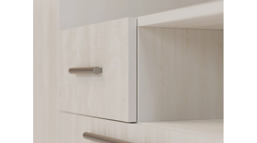 Modern wall cabinet with large cabinets, shelves, TV and drawers 350 × 227 cm, Anderson pine – SCANDI - Image 5