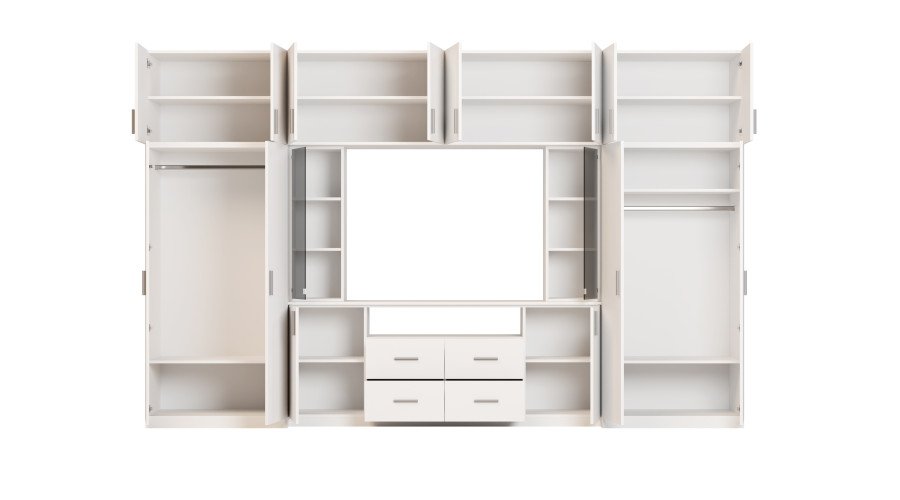 Modern wall cabinet with spacious cabinets and TV cabinet, 380 × 240 cm, Biel – NESTO - Image 5