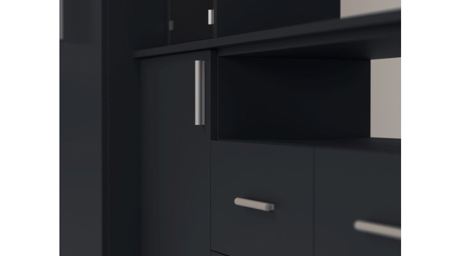 Modern wall cabinet with spacious cabinets and TV cabinet, 380 × 240 cm, Dark Blue – NESTO - Image 5