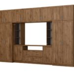 Modern wall cabinet with spacious cabinets and TV cabinet, 380 × 240 cm, Dab Lefkas – NESTO