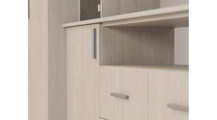 Modern wall cabinet with spacious cabinets and TV cabinet, 380 × 240 cm, Windmill Pale color – NESTO - Image 5