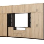 Modern wall cabinet with spacious cabinets and TV cabinet 380 × 240 cm Sonoma Ciemna / Sonoma Jasna – NESTO
