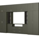 Modern wall cabinet with spacious cabinets and TV cabinet, 380 × 240 cm, Szary Grafit – NESTO