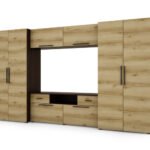 Modern wall cabinet with spacious cabinets, TV and extensions 330 × 189 cm Sonoma Dark / Grand Oak – ZEUS