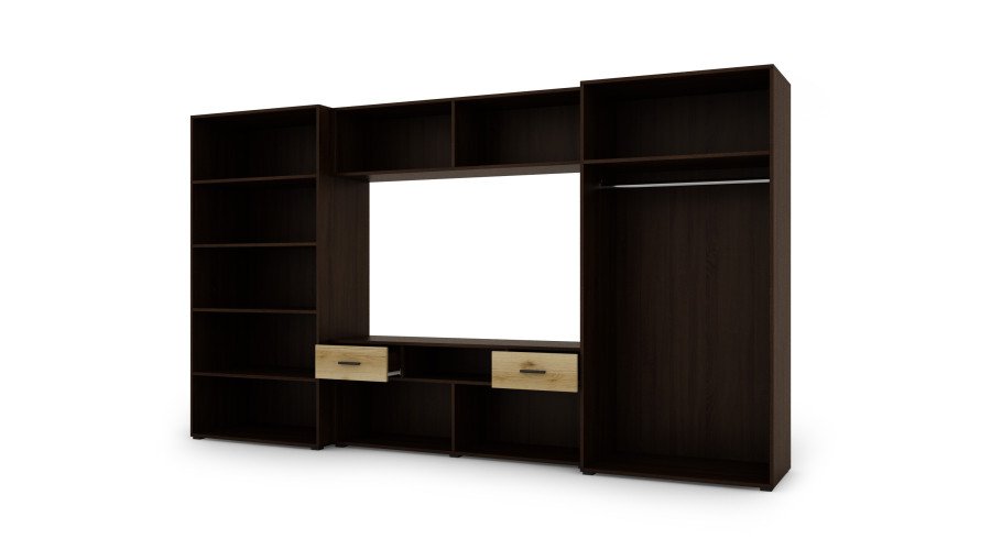 Modern wall cabinet with spacious cabinets, TV and extensions 330 × 189 cm Sonoma Dark / Grand Oak – ZEUS - Image 4
