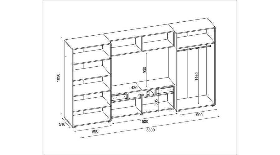 Modern wall cabinet with spacious cabinets, TV and extensions 330 × 189 cm Sonoma Dark / Grand Oak – ZEUS - Image 7