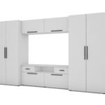 Modern wall cabinet with spacious cabinets, TV, extensions and cabinets 330 × 189 cm, Arctic White – ZEUS