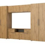 Modern wall cabinet with spacious cabinets, TV, extensions and cabinets 330 × 189 cm Lancelot Oak – ZEUS