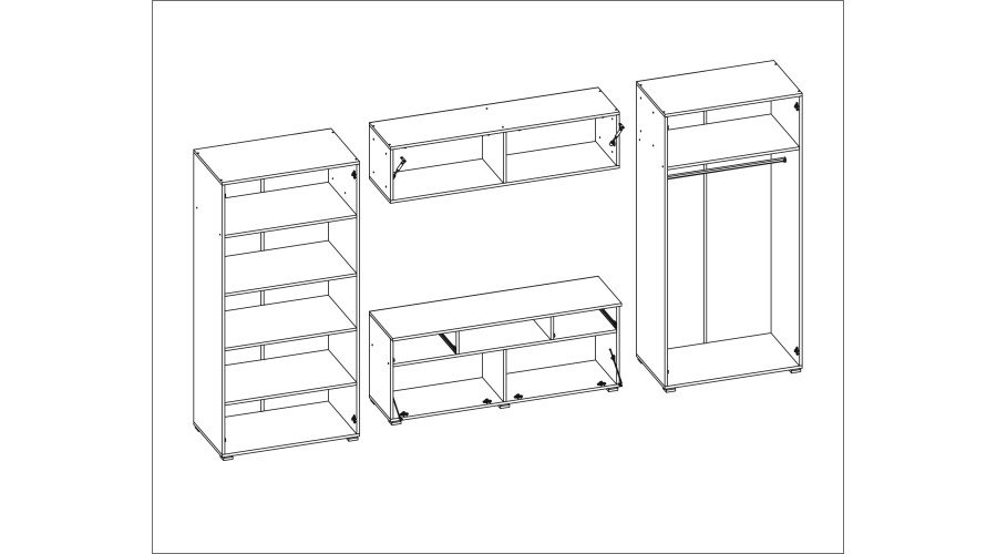 Modern wall cabinet with spacious cabinets, TV, extensions and cabinets 330 × 189 cm, oiled oak - ZEUS - Image 7