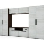 Modern wall cabinet with spacious cabinets, TV, extensions and cabinets 330 × 189 cm, dark Sonoma / Anderson pine - ZEUS