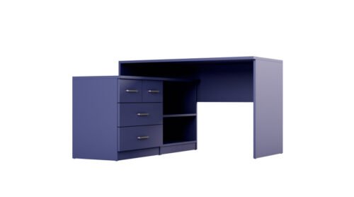 Modern corner desk with drawers and shelves 120 × 120 cm Kobalt – NOA