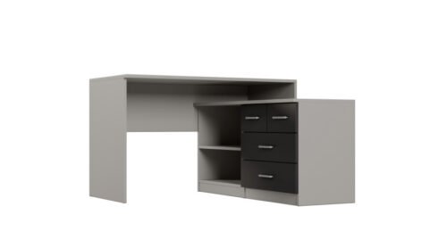 Modern corner desk with drawers and shelves, 120 × 120 cm, zary / Black Onyx – NOA