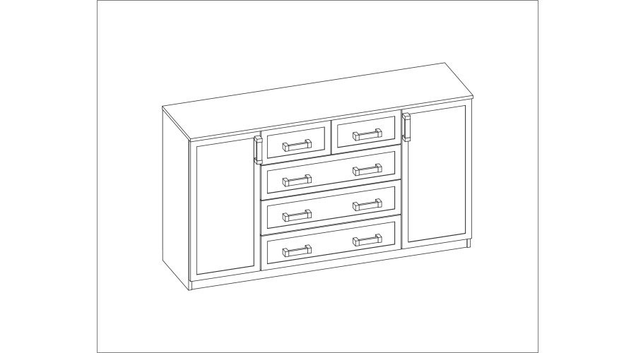 Spacious chest of drawers with cabinets and small and large drawers, 160 cm, Alder – LINEA - Image 4