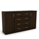 Spacious chest of drawers with cabinets and small and large drawers 160 cm Sonoma Ciemna – LINEA