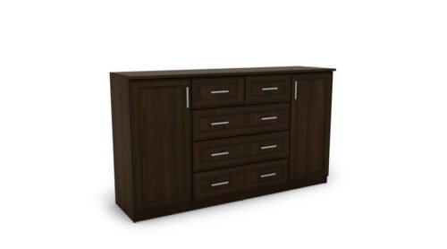 Spacious chest of drawers with cabinets and small and large drawers 160 cm Sonoma Ciemna – LINEA