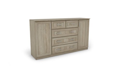 Spacious chest of drawers with cabinets and small and large drawers, 160 cm, Sonoma Jasna – LINEA