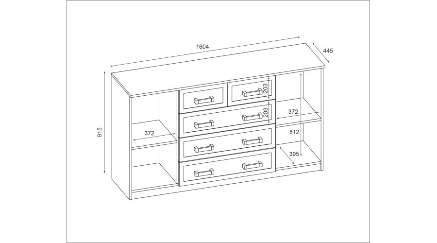 Spacious chest of drawers with cabinets and small and large drawers, 160 cm, Bottle Green – LINEA - Image 3