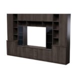 Spacious wall cabinet with open shelves, drawers and cabinets, 340 × 220 cm, Dąb Carpenter Coffee – MODENA