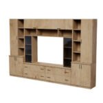 Spacious wall cabinet with open shelves, drawers and cabinets, 340 × 220 cm, Dab Lancelot – MODENA