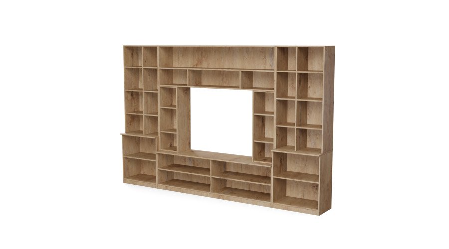 Spacious wall cabinet with open shelves, drawers and cabinets, 340 × 220 cm, Dab Lancelot – MODENA - Image 3